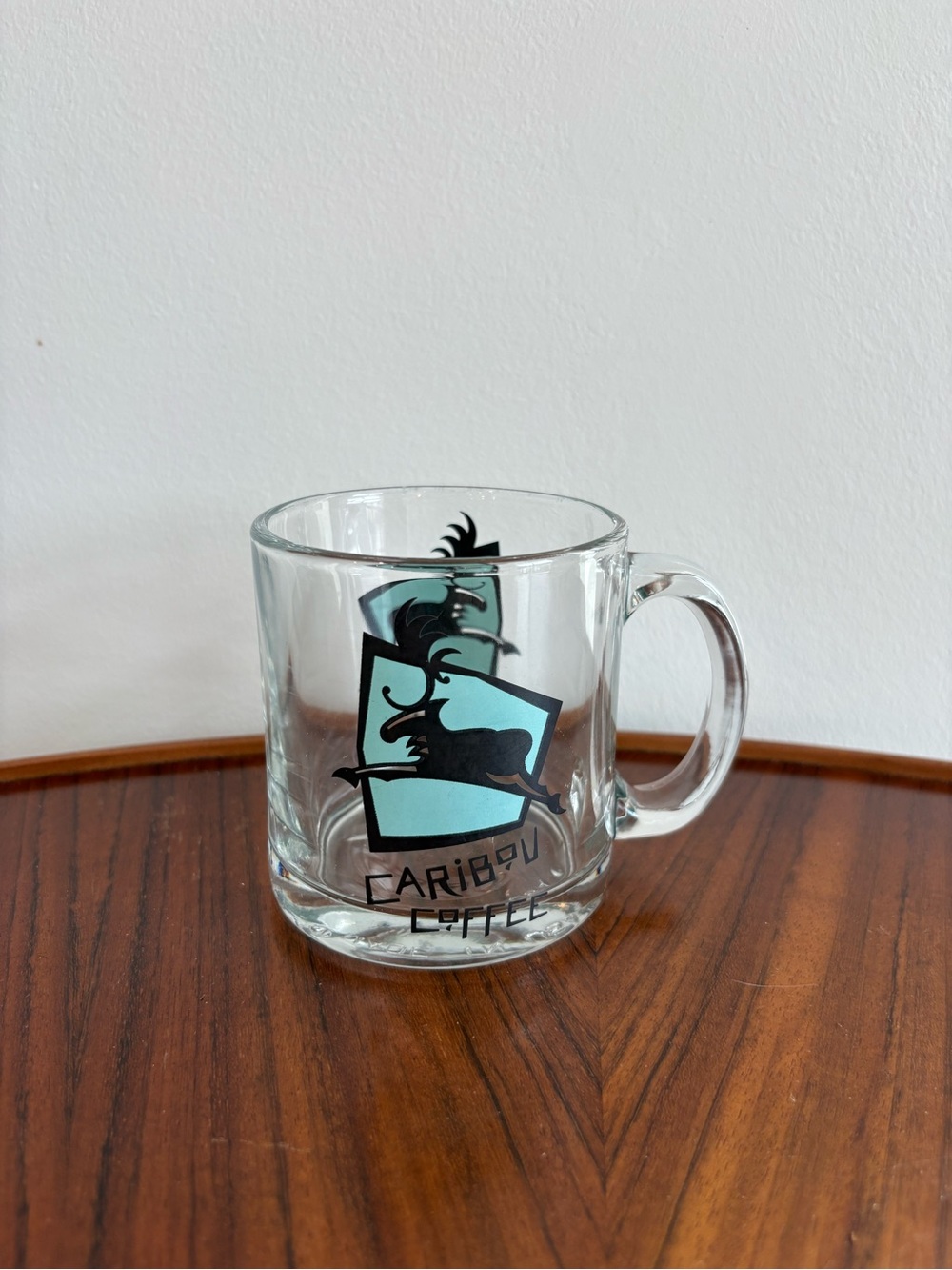 Vintage Caribou Coffee Moose Logo Clear Glass Mug
